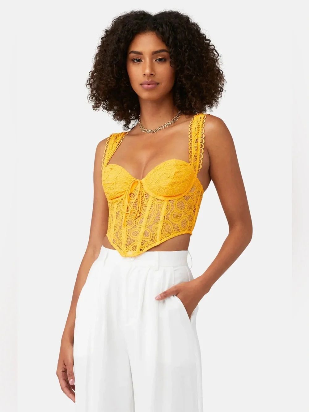For Love & Lemons Women's Sammie Lace Corset Crop Top Size Small